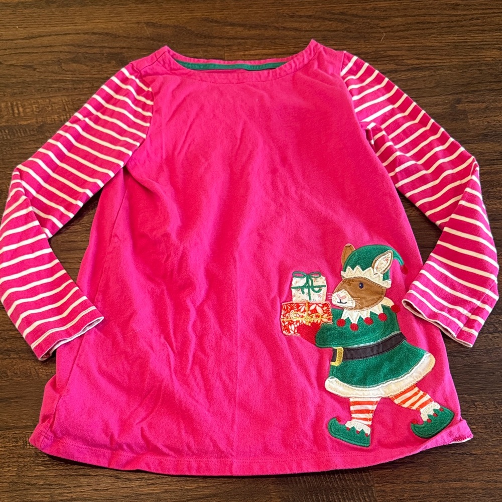 Size 8 Kids Pink Striped Elf Shirt / Tunic